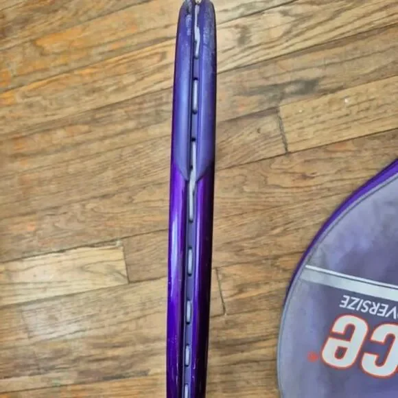 Vintage 1990 Prince Purple Power Pro Mid Plus Tennis Racket 4 3/8 Grip - w Bag